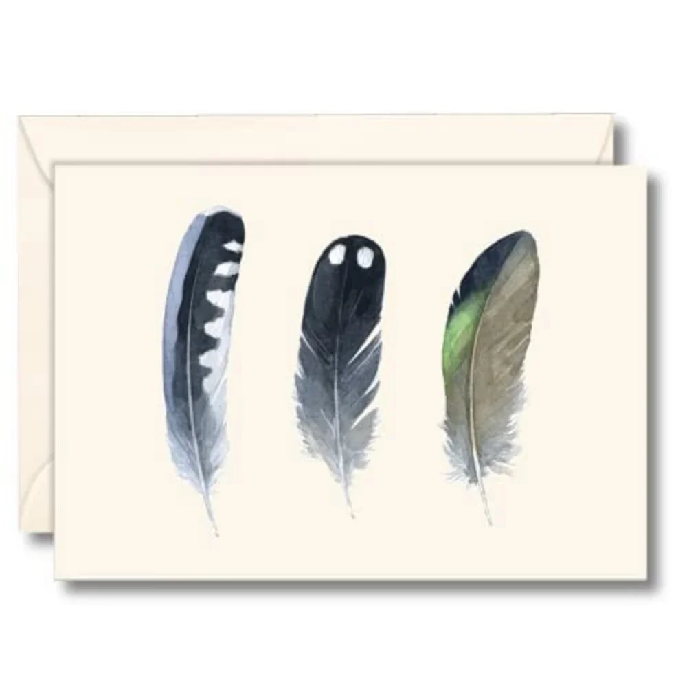 Earth Sky + Water - Waterbird Feathers Notecard Set - 8 Blank Cards with Envelop